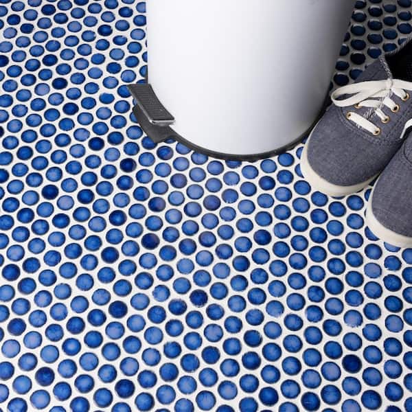 Merola Tile Hudson Penny Round Glossy Sapphire 6 in. x 6 in