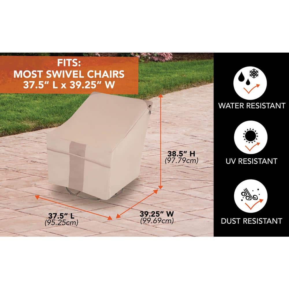 Beige Heavy-Duty Outdoor Swivel Lounge Chair Cover