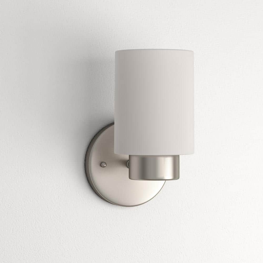 Modern Brushed Nickel 8'' Wall Sconce with Gray Glass Shade