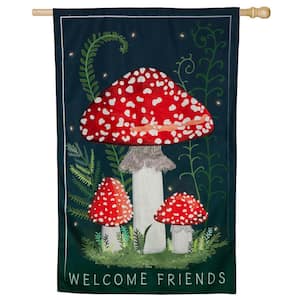 2-1/3 ft. x 3-2/3 ft. Welcome Friends Mushroom Garden Linen House Flag