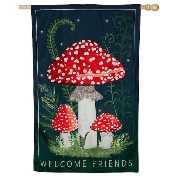 Evergreen Enterprises 2-1/3 ft. x 3-2/3 ft. Welcome Friends Mushroom Garden Linen House Flag