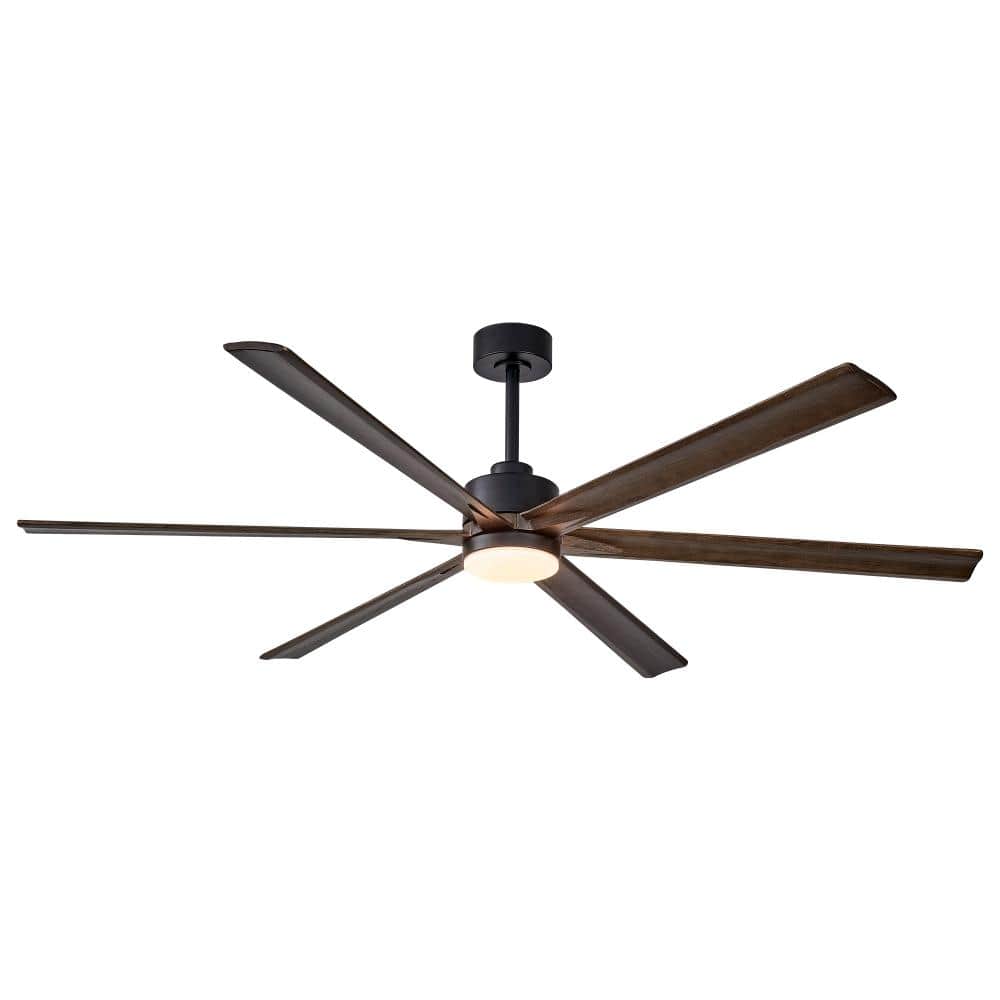 70 in. Indoor/Outdoor Dark Brown Wood Downrod Mount Standard Ceiling Fan with LED Light and Remote Control price history on PriceWatchPro