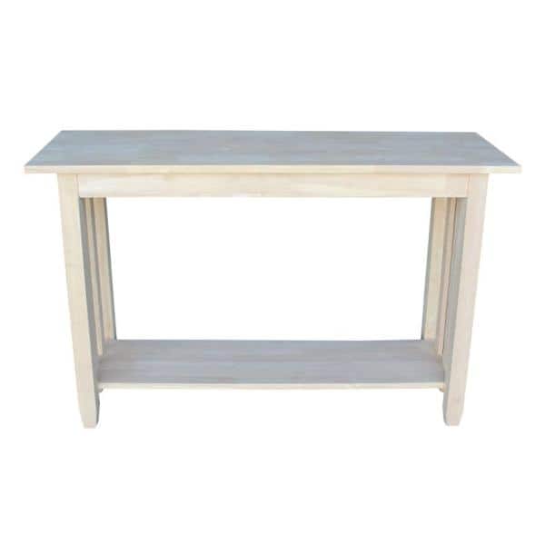 Mission Unfinished Wood Rectangular Console Table with Storage