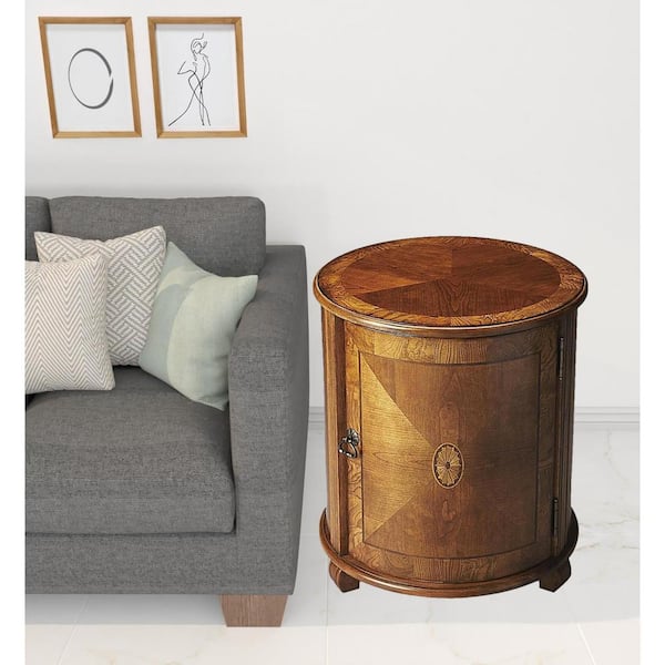 HomeRoots 20 in. Brown Round MDF End Table