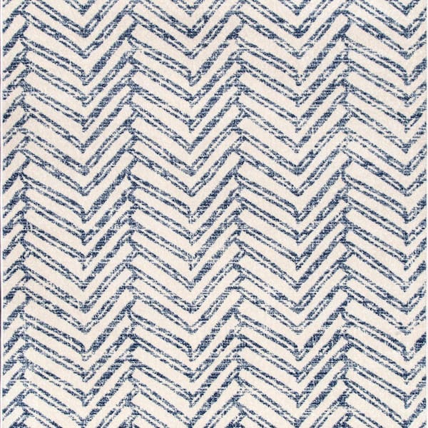 Home Decorators Collection Rosanne Blue 6 ft. Square Geometric Herringbone Indoor Area Rug