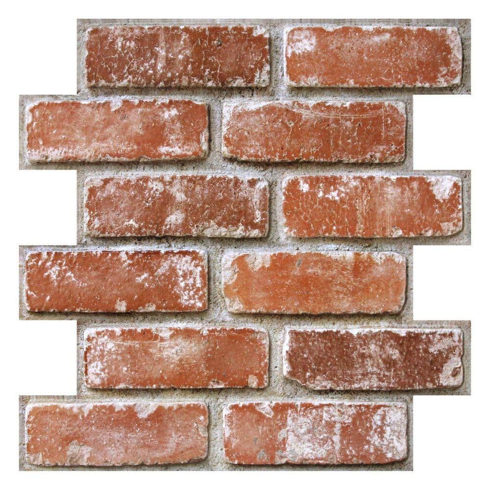 Angel Sar 10-Pack 12 in. x 12 in. Orange Red 3D Faux Brick Wall Panel ...