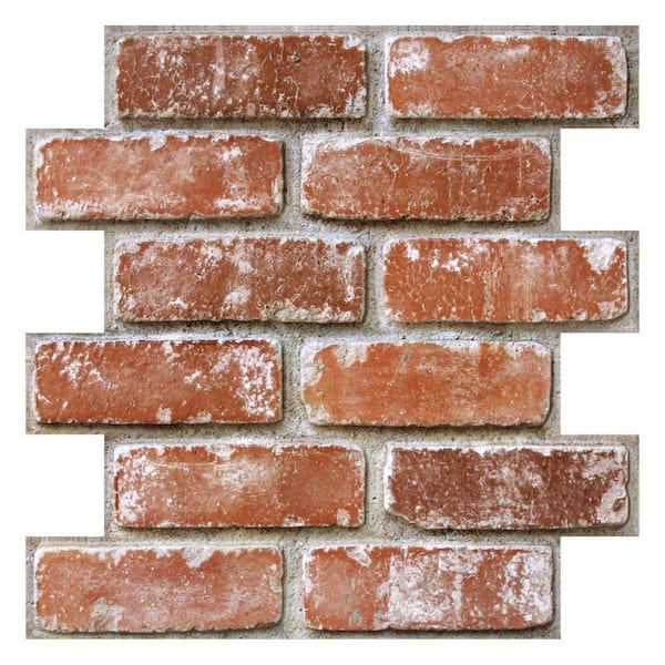 10-Pack 12 in. x 12 in. Orange Red 3D Faux Brick Wall Panel, Peel and Stick PVC Brick Paneling, Brick Backsplash