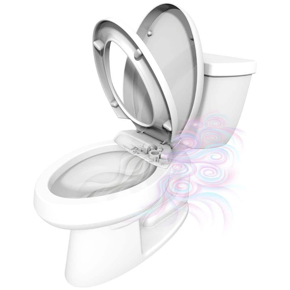 White Elongated Toilet Seat with LED Nightlight and Deodorizer