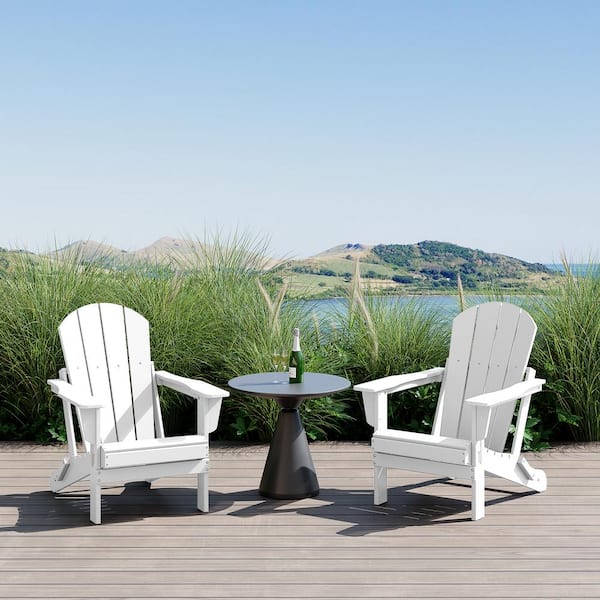 Laguna 2-Pack Fade Resistant Outdoor Patio HDPE Poly Plastic Classic Folding Adirondack Chairs in White