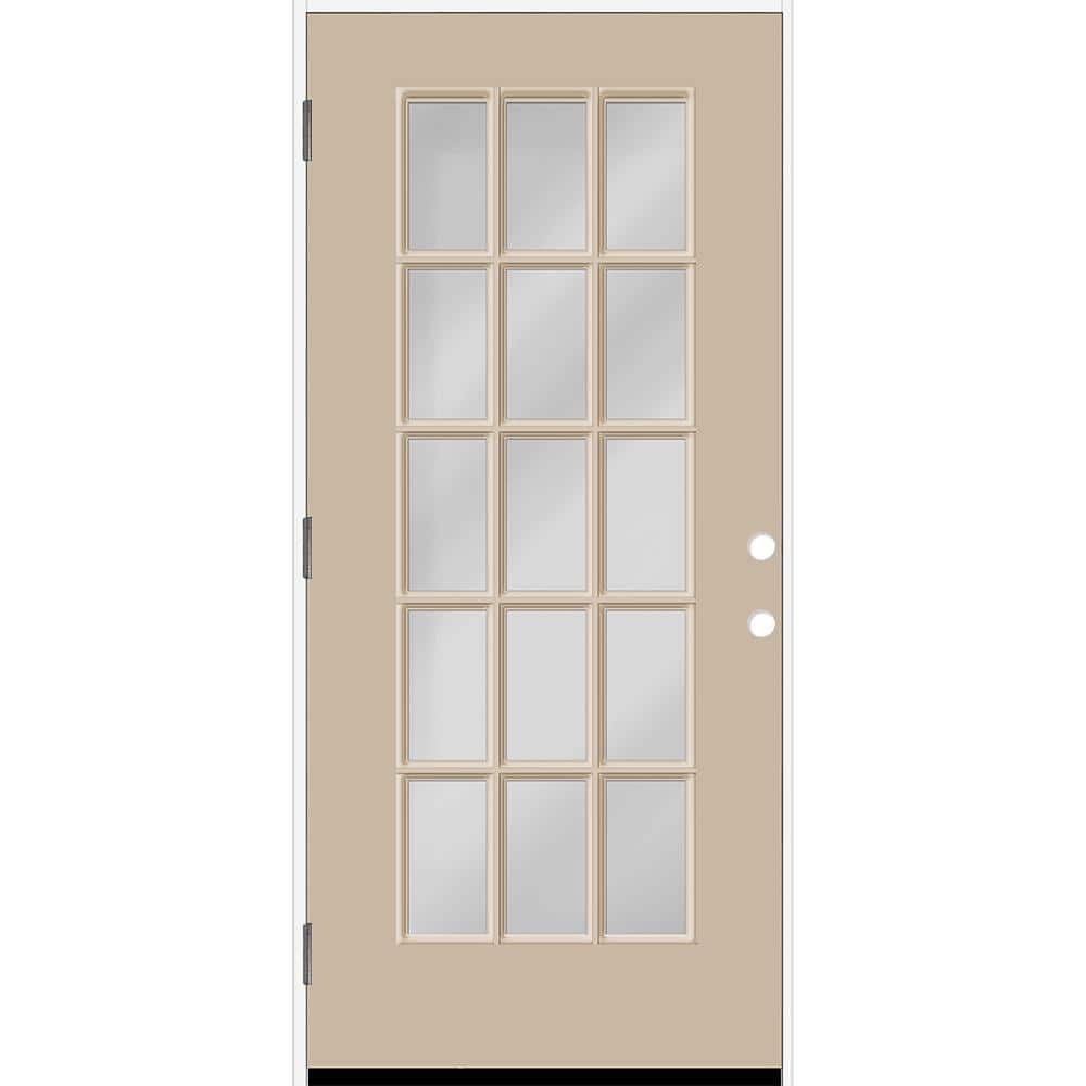 Reliant 32 in. x 80 in. Full Lite 15L SDL Clear Glass RHOS Sandstone Finish Fiberglass Prehung Front Door 6-9/16 Jamb price history on PriceWatchPro