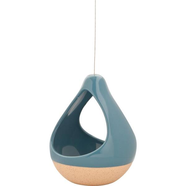 Pride Garden Products Live Green Nidos 4.25 in. Blue Ceramic Hanging Short Pear Planter