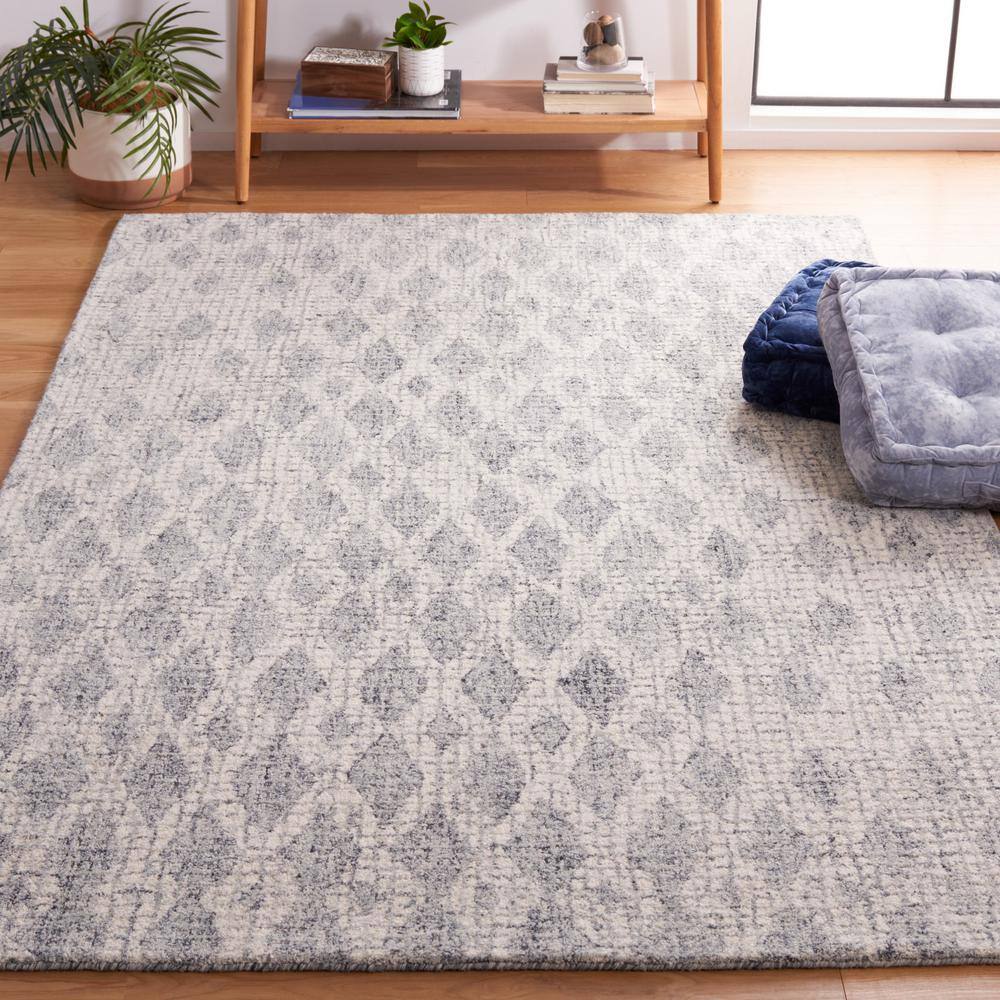 Gray Abstract Handmade Tufted Wool 4' x 6' Rug