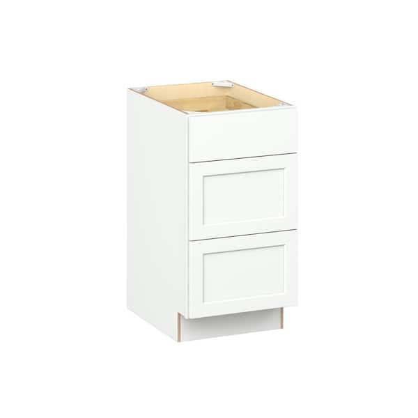 Emerson Pure White Base 3 drawer Ready to Assemble Kitchen Cabinet (18 in. W x 34.5 in. H x 24 in. D)