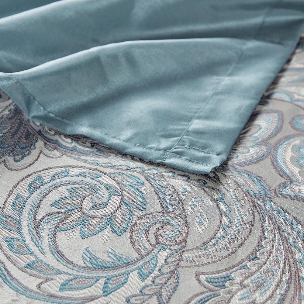 Teal Paisley Jacquard Faux Silk Shower Curtain 72x72