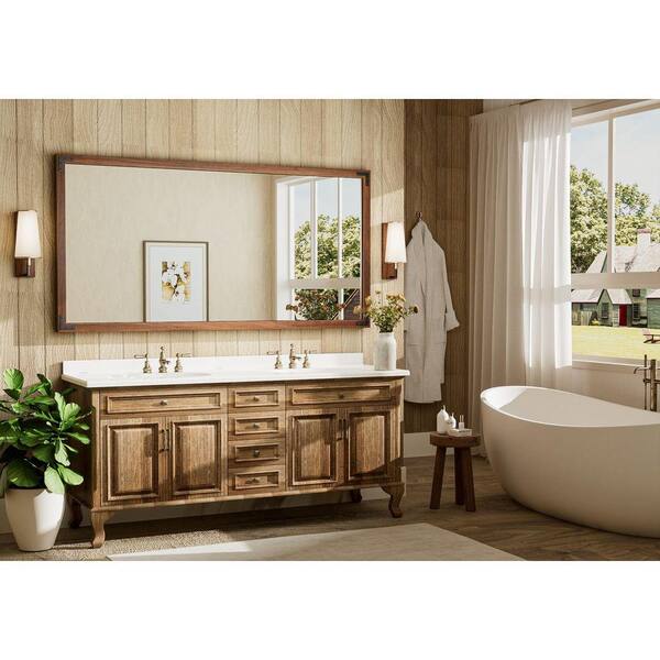 【Wooden Frame Mirror】木枠 ミラー 鏡 KeonJinn 72 in. W x 36 in. H Rectangular Rustic Wood Framed Mirror