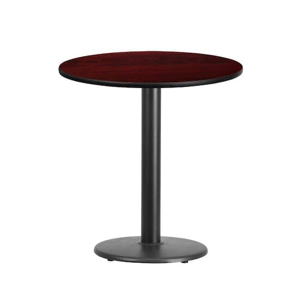 Flash Furniture 24 in. Round Black and Mahogany Laminate Table Top with 18 in. Round Table Height Base
