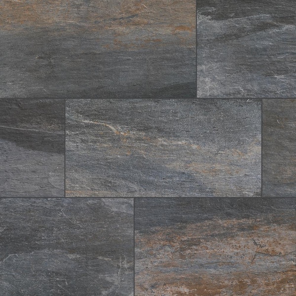 Florida Tile Home Collection Longitude Slate Grey 12 in. x 24 in. Matte Porcelain Floor and Wall Tile (13.62 sq. ft. / case)