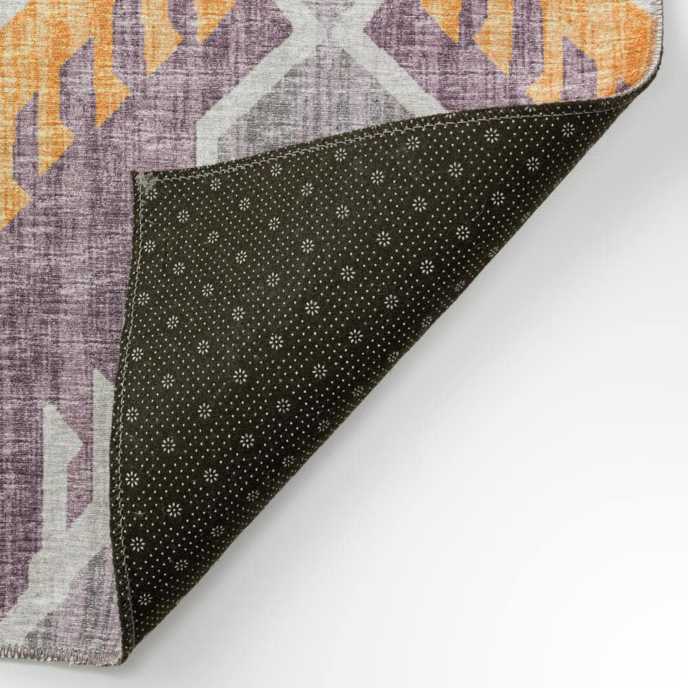 Ultra-Soft Chenille Geometric 10' x 14' Purple Area Rug with Non-Skid Backing