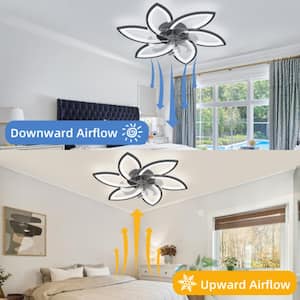 31 in. W Ceiling Fan with Lights Dimmable LED with Remote Indoor Flower Ceiling Fan for Kids Room Living Room (Black)