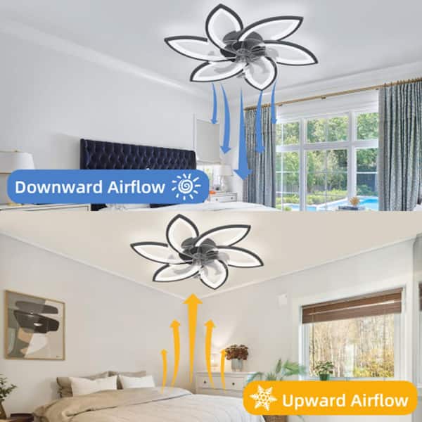 Sunpez 31 in. W Ceiling Fan with Lights Dimmable LED with Remote Indoor Flower Ceiling Fan for Kids Room Living Room (Black)