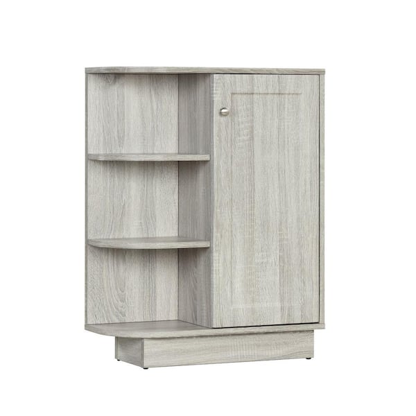 EPOWP 23.6 in. W x 9.7 in. D x 31.3 in. H Gray Linen Cabinet in Oak