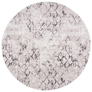 Amelia Gray/Light Gray Doormat 3 ft. x 3 ft. Abstract Diamond Round Area Rug