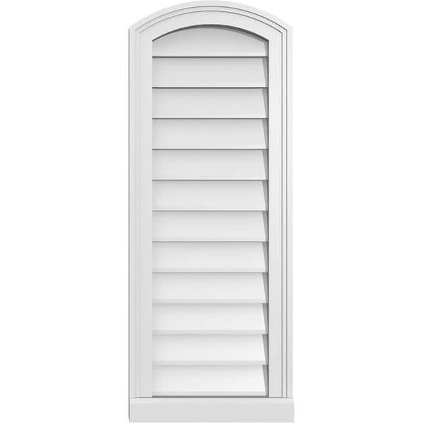 Ekena Millwork 14" x 36" Arch Top Surface Mount PVC Gable Vent: Functional with Brickmould Sill Frame
