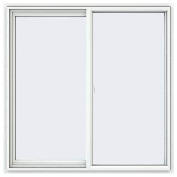 JELD-WEN 47.5 in. x 47.5 in. V-2500 Series White Vinyl Left-Handed Sliding Window with Fiberglass Mesh Screen