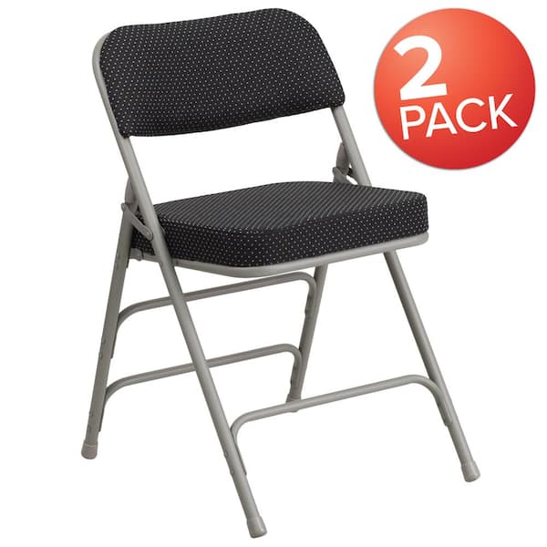 Flash Furniture Hercules 19 Folding Chair with Burgundy Cushion in Gray  (Set of 2)