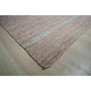 Pink 10 ft. x 14 ft. Hand-Woven Wool Contemporary Natural Wool Flat Rug Area Rug