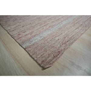 Pink 4 ft. x 6 ft. Hand-Woven Wool Contemporary Natural Wool Flat Rug Area Rug