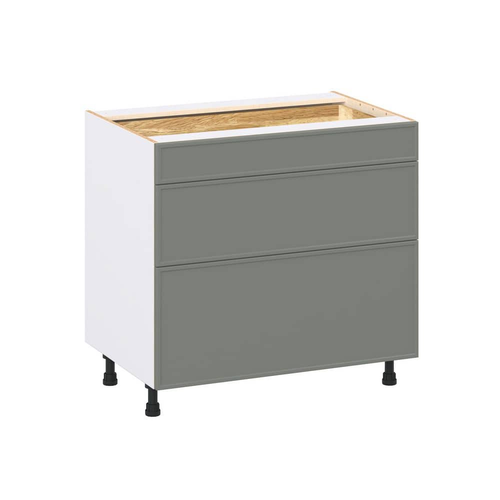 Fairview 36 in. W x 24 in. D x 34.5 in. H Assembled Slim Shaker Drawer Base Kitchen Cabinet in Moss Green with 3-Drawers price history on PriceWatchPro