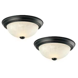 11-1/4 in. 2-Light Oil Rubbed Bronze Flush Mount (2-Pack)