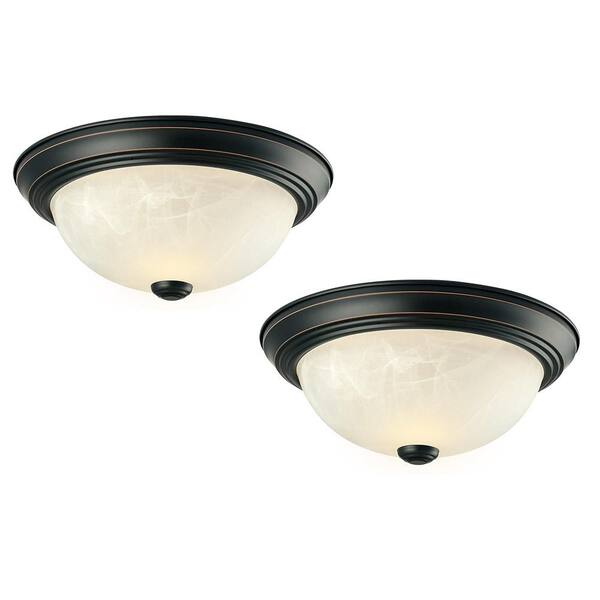 Design House 11-1/4 in. 2-Light Oil Rubbed Bronze Flush Mount (2-Pack)