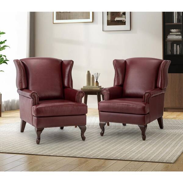 Burgundy best sale leather armchair