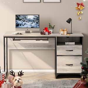 Bestier 44 in. Computer Desk with LED Lights Gaming Desk with 4 Tier  Shelves Retro Light Grey Oak D471Z-RGOL - The Home Depot