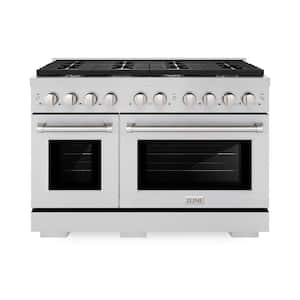 48 in. 8 Burner Double Oven Freestanding Gas Range in Stainless Steel