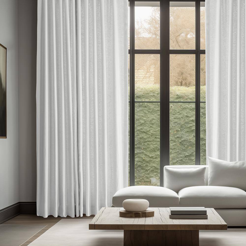 Crisp White Linen Room-Darkening Curtain Panel 50" x 108"