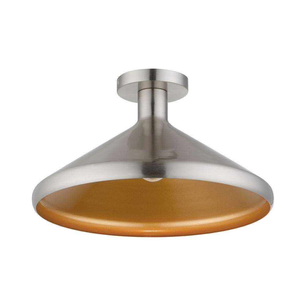 Geneva Brushed Nickel 1-Light Indoor/Outdoor Semi-Flush Mount