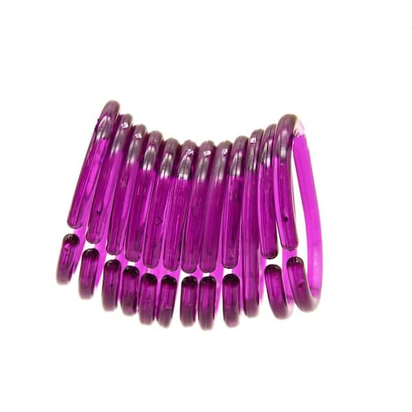 EVIDECO French home goods Shower Curtain Hooks Plastic Rings in Clear Purple (Set of 12)
