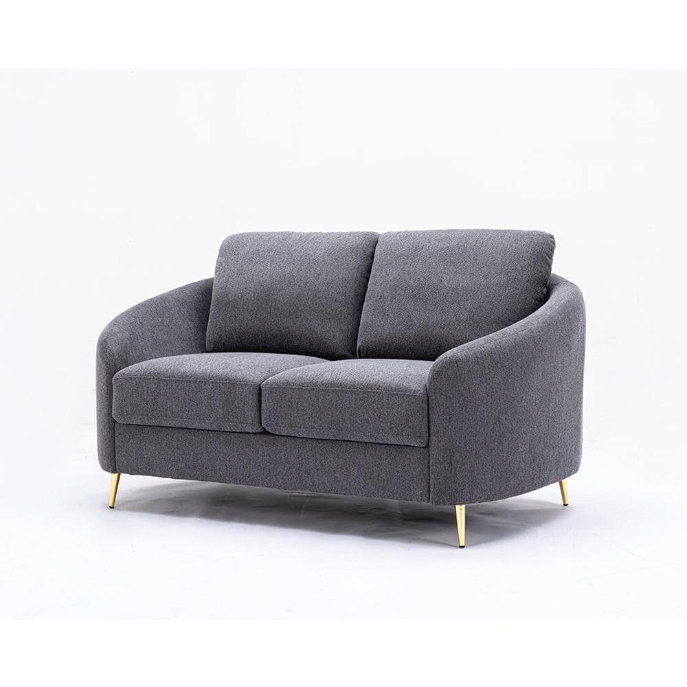 Yuina 60'' Gray Linen Loveseat with Sloped Arms