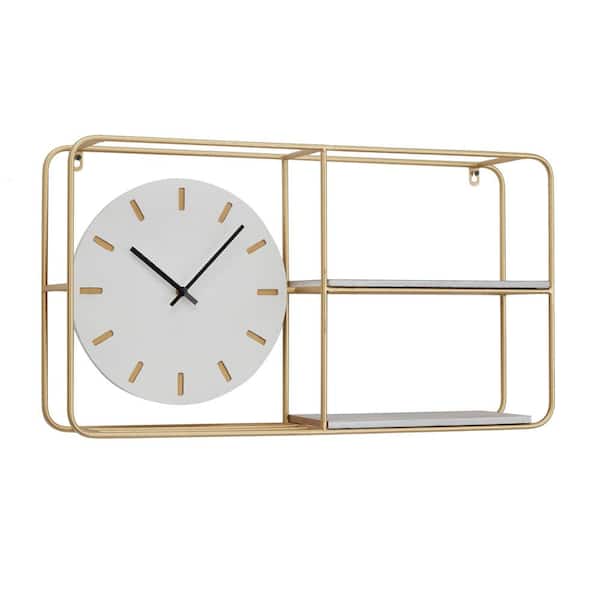 Litton Lane Gold Metal Analog Wall Clock