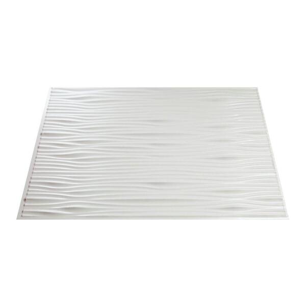 Fasade 18.25 in. x 24.25 in. Gloss White Waves PVC Decorative Tile Backsplash