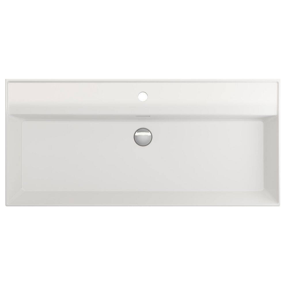 Milano 39.75-Inch White Ceramic Wall-Mount Rectangular Bathroom Sink