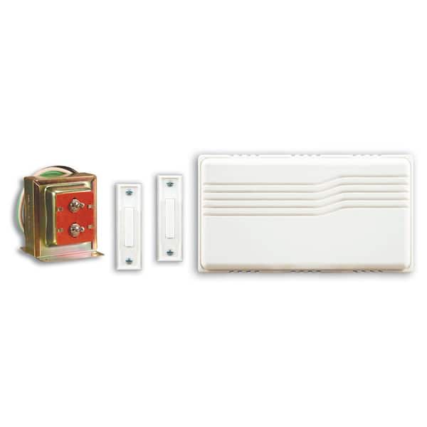 Hampton Bay Wired Contractor Doorbell Kit with 2 Wired Push Buttons, White