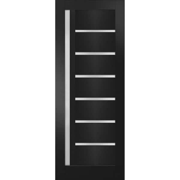 42 in. x 84 in. Solid MDF Frosted Glass Black Matte Interior Door Slab