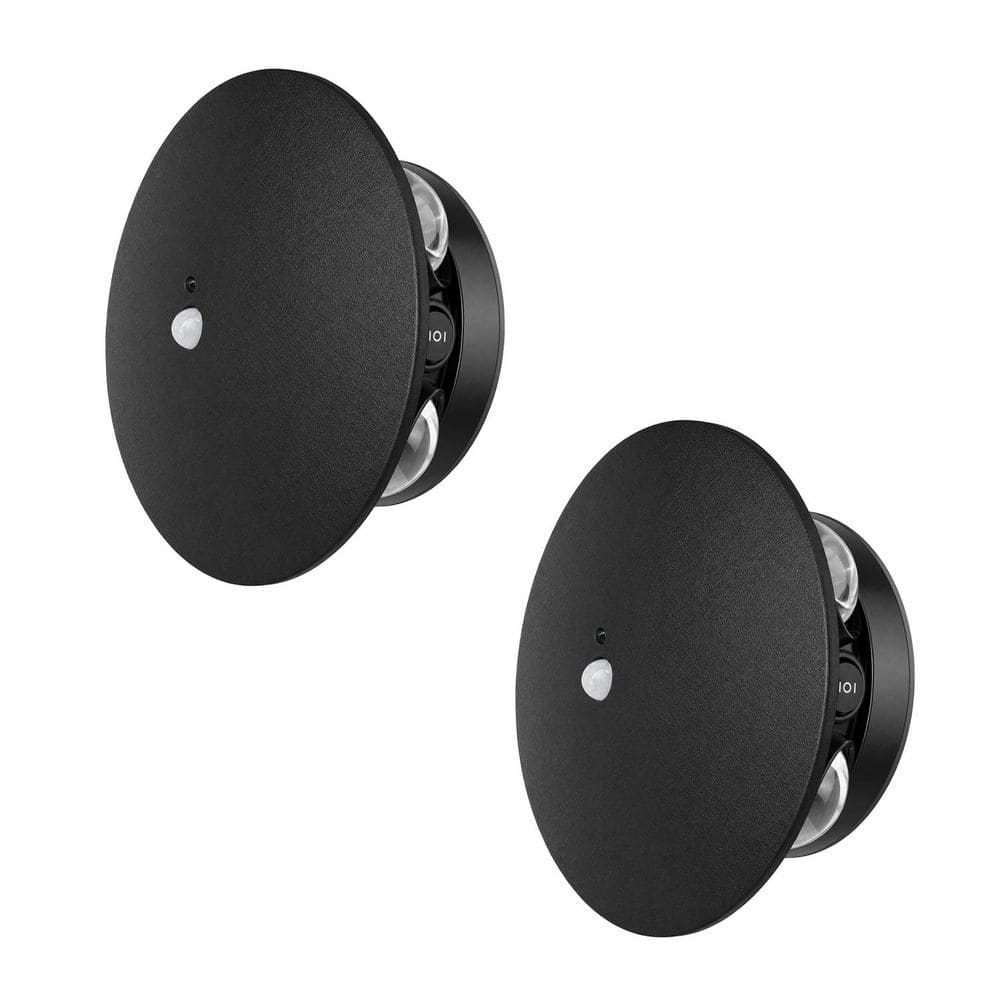 2-Pack Matte Black Integrated LED Indoor Wall Sconce with Remote Control, 6-Lens Flower Round Wall Light for Bedroom price history on PriceWatchPro