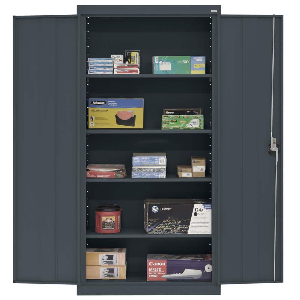 Charcoal Steel Freestanding Lockable Office Cabinet with Adjustable Shelving