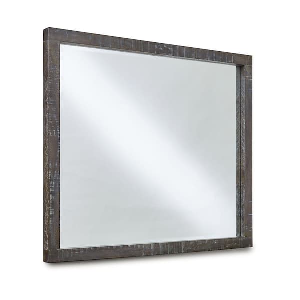 Medium Rectangle Gunmetal Beveled Glass Contemporary Mirror (36 in. H x 42 in. W)
