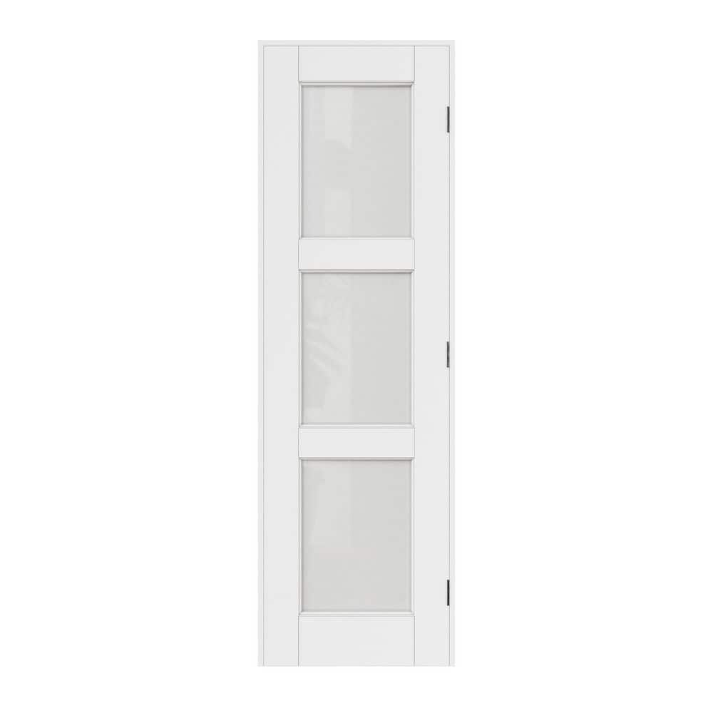 Assembly Required 24 in. x 80 in. 3-Lite Frosted Glass Left White Wood Single Interior Door Kit w/Separate Jamb price history on PriceWatchPro